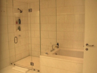 master bath seamless walk in shower